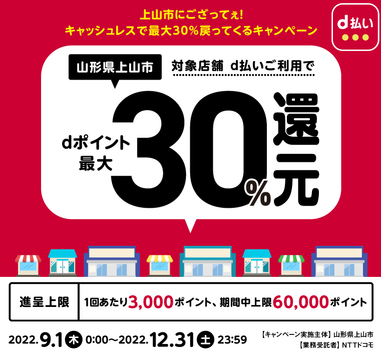 上山市にござってぇ！キャッシュレスで最大30％戻ってくるキャンペーン | d払い