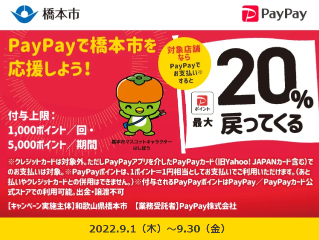 がんばろう橋本市！最大20％戻ってくるキャンペーン| PayPay