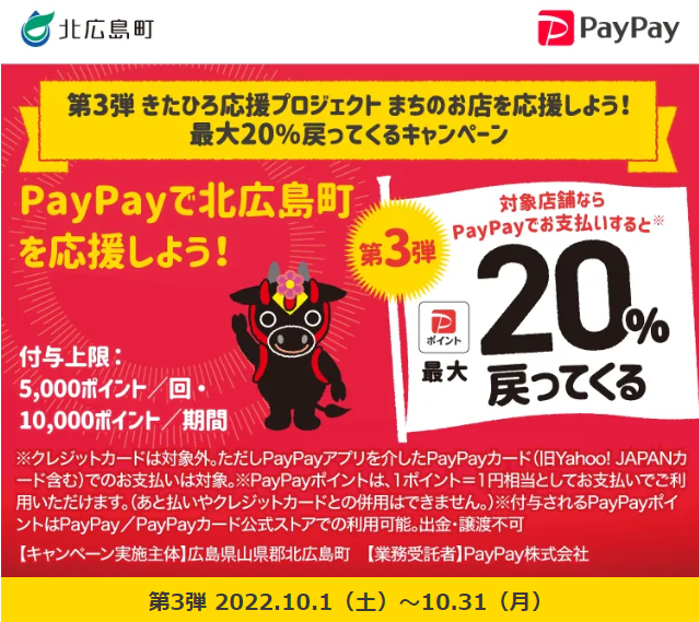 第3弾 きたひろ応援プロジェクト まちのお店を応援しよう！最大20％戻ってくるキャンペーン| PayPay