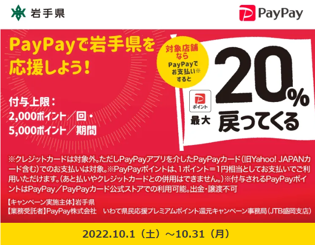 いわて県民応援！プレミアムポイント還元キャンペーン｜PayPay