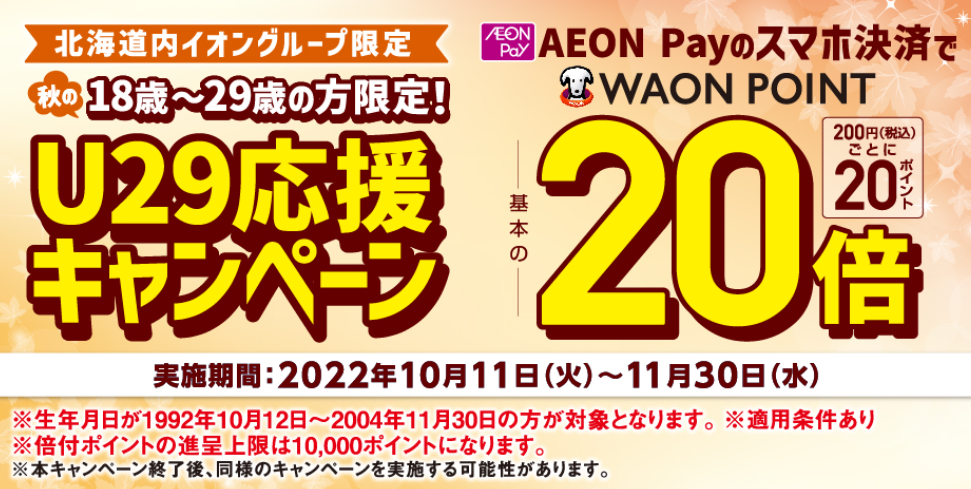 北海道のイオン限定AEON Pay20倍キャンペーン実施中！！ | イオンカード　暮らしのマネーサイト