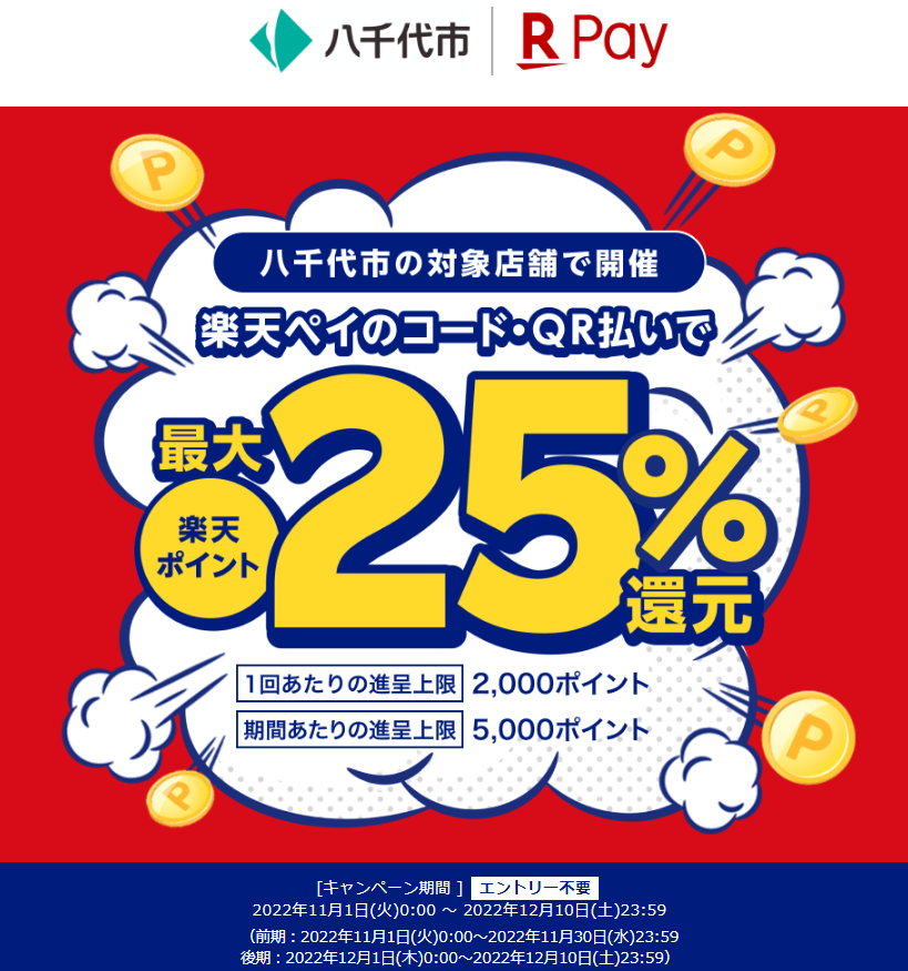 千葉県八千代市で最大25％還元！｜楽天ペイ