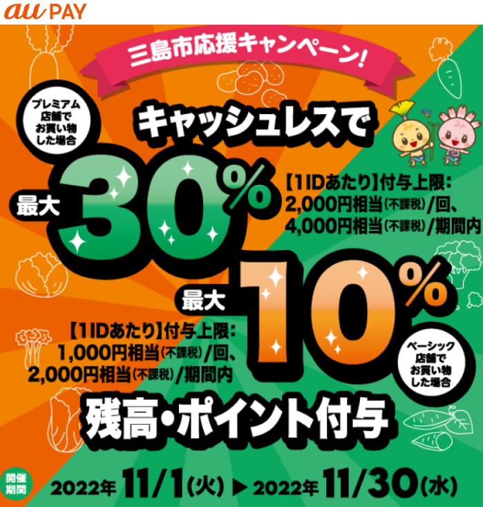 三島市キャッシュレス決済ポイントバックキャンペーン｜au PAY