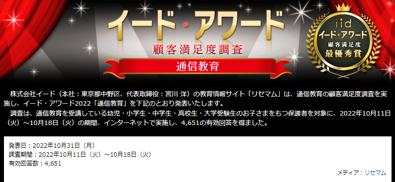 イード・アワード2022 通信教育