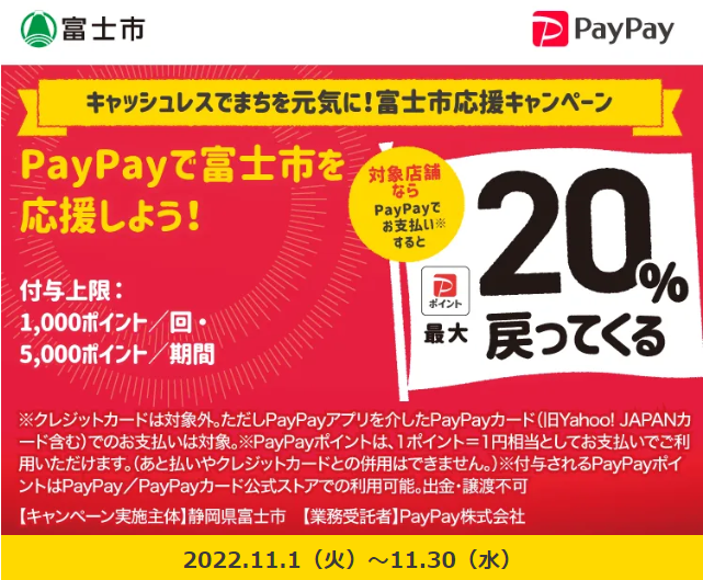 キャッシュレスでまちを元気に！富士市応援キャンペーン｜PayPay