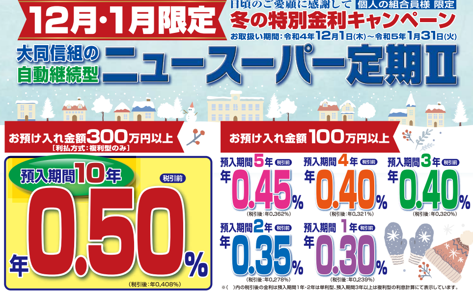 大同信組｜ニュースーパー定期Ⅱ 冬の特別金利キャンペーン