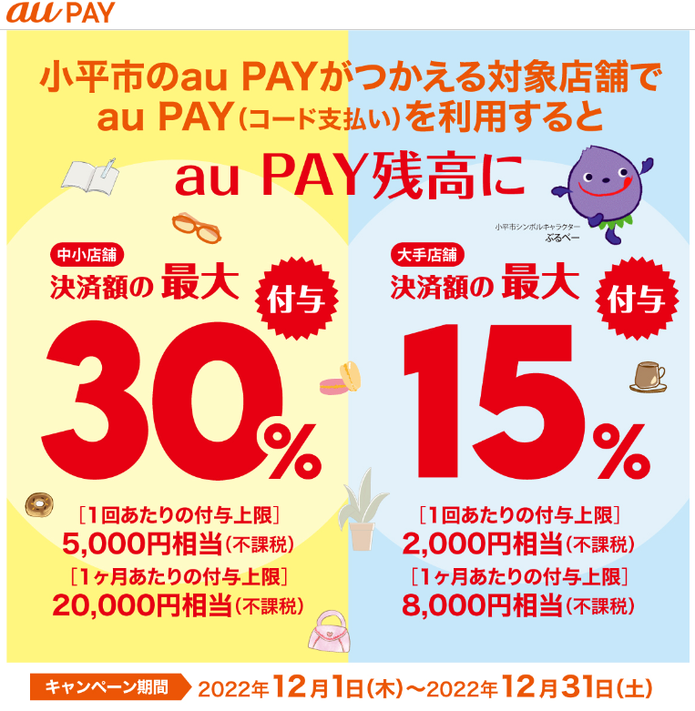 こだいらでお買い物！キャッシュレス決済還元キャンペーン｜au PAY