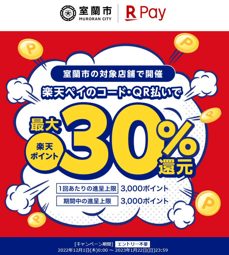 蘭ランキャッシュレス決済還元キャンペーン| 楽天ペイ