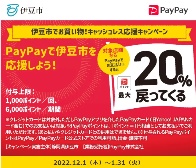 伊豆市でお買い物！キャッシュレス応援キャンペーン｜PayPay