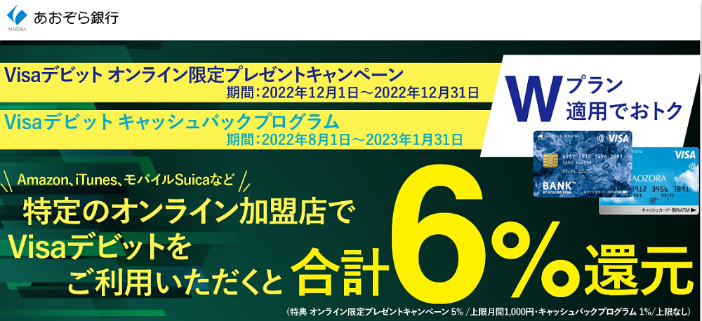 Visaデビット オンライン限定プレゼントキャンペーン | あおぞら銀行