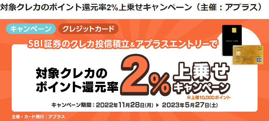 対象クレカのポイント還元率2%上乗せキャンペーン（主催：アプラス）｜新生銀行