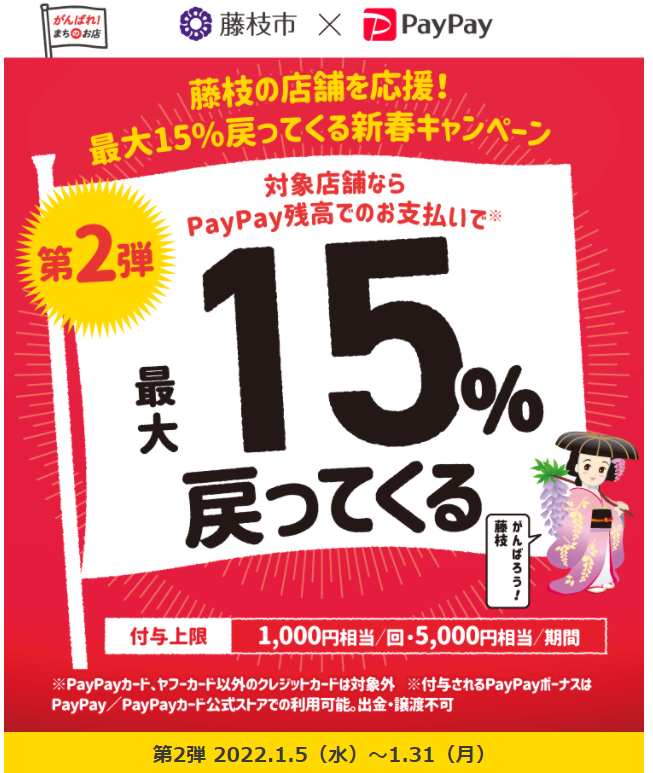 藤枝の店舗を応援！最大15％戻ってくる新春キャンペーン| PayPay
