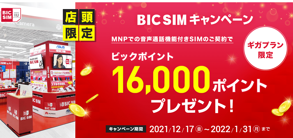 【店頭申し込み限定】BIC SIMキャンペーン｜ビックカメラの格安SIM・BIC SIM（ビックシム）