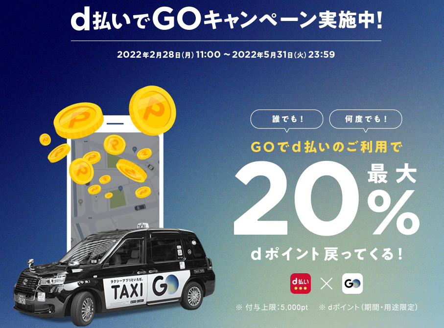 最大20%dポイントが戻ってくる！d払いでGOキャンペーン