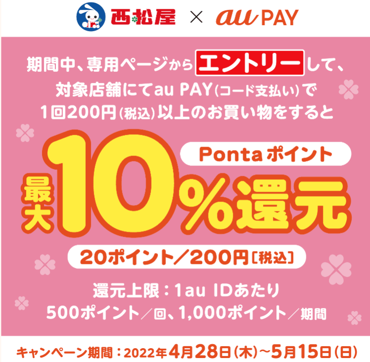 西松屋×au PAY｜最大10％ポイント還元キャンペーン