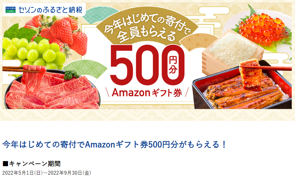 今年はじめての寄付でAmazonギフト券GET! | セゾンのふるさと納税
