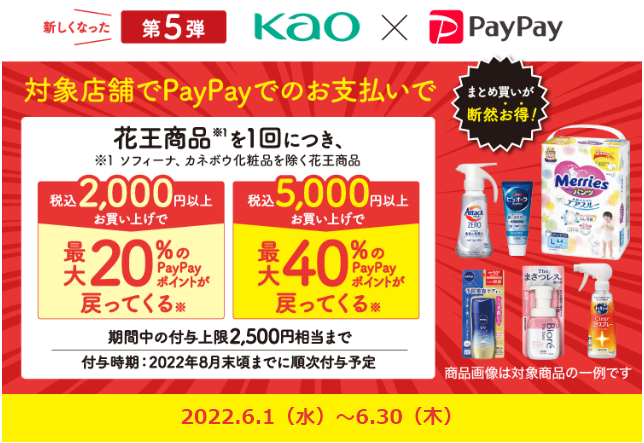 第5弾！花王商品の購入で最大40％戻ってくるキャンペーン - キャッシュレス決済のPayPay