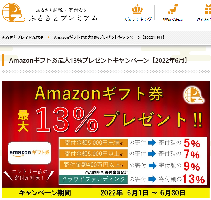 Amazonギフト券プレゼントキャンペーン｜ふるさとプレミアム