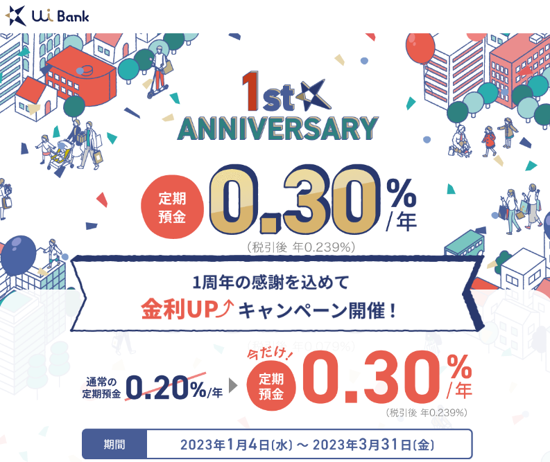ＵＩ銀行１周年記念定期！｜キャンペーン一覧｜UI銀行
