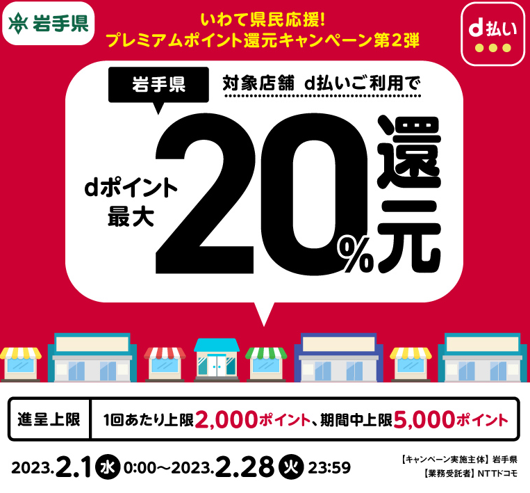 いわて県民応援！プレミアムポイント還元キャンペーン第2弾| d払い