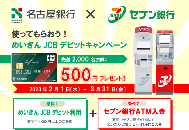 使ってもらおう！めいぎん JCB デビットキャンペーン｜名古屋銀行