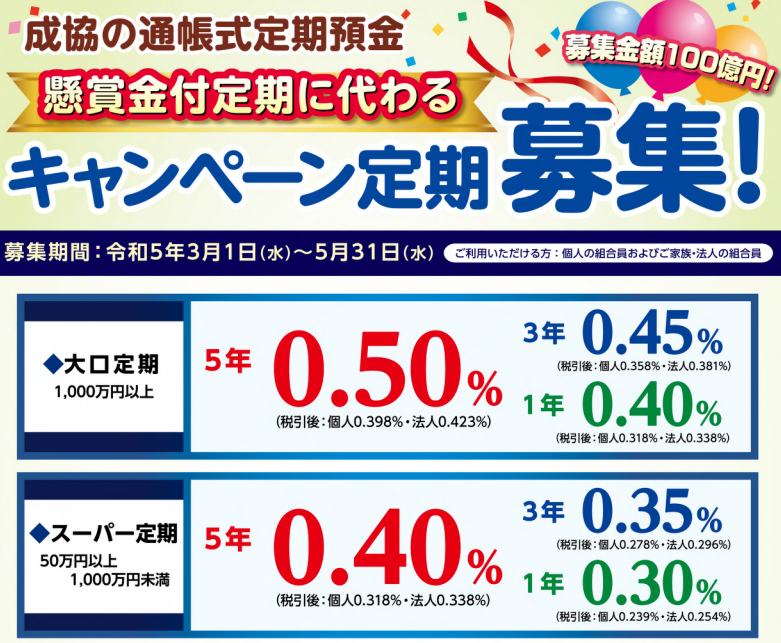 キャンペーン定期 募集のお知らせ | 成協信用組合
