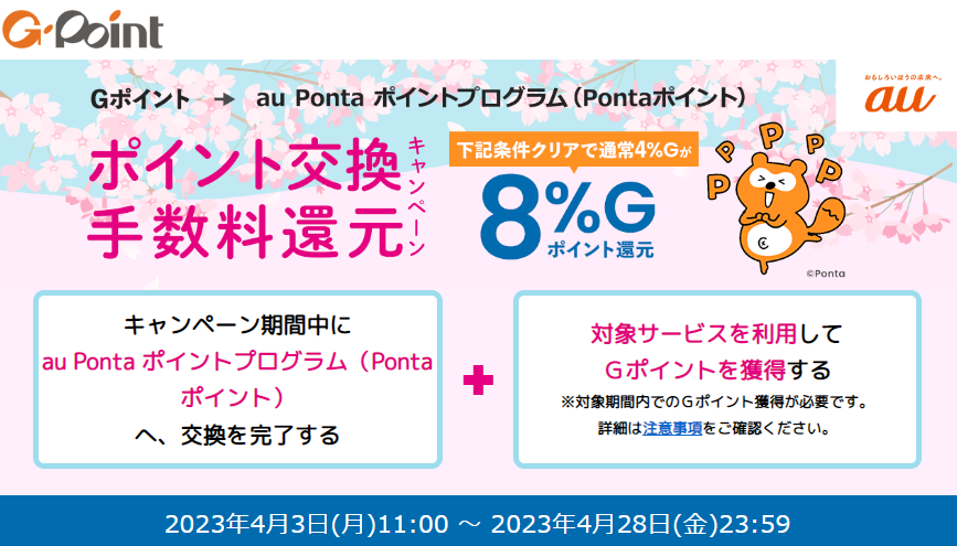 auポイントプログラム（Pontaポイント）手数料還元キャンペーン