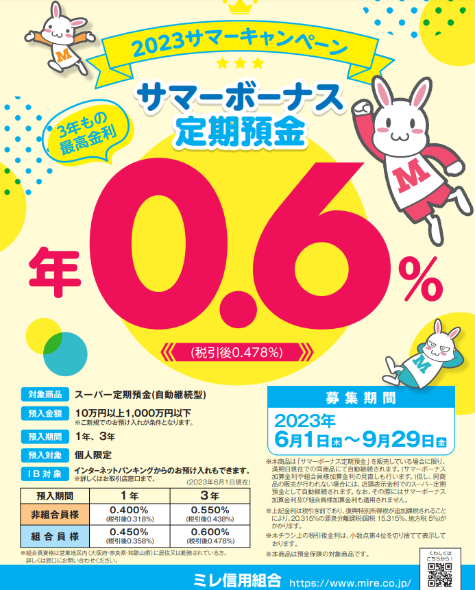 サマーボーナス定期預金｜ミレ信用組合