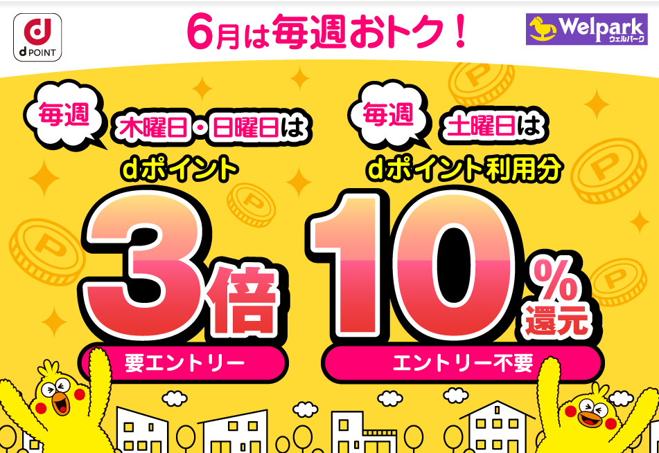 【dポイントクラブ】 ウェルパーク 日にち限定！dポイント3倍・10％還元 | キャンペーン