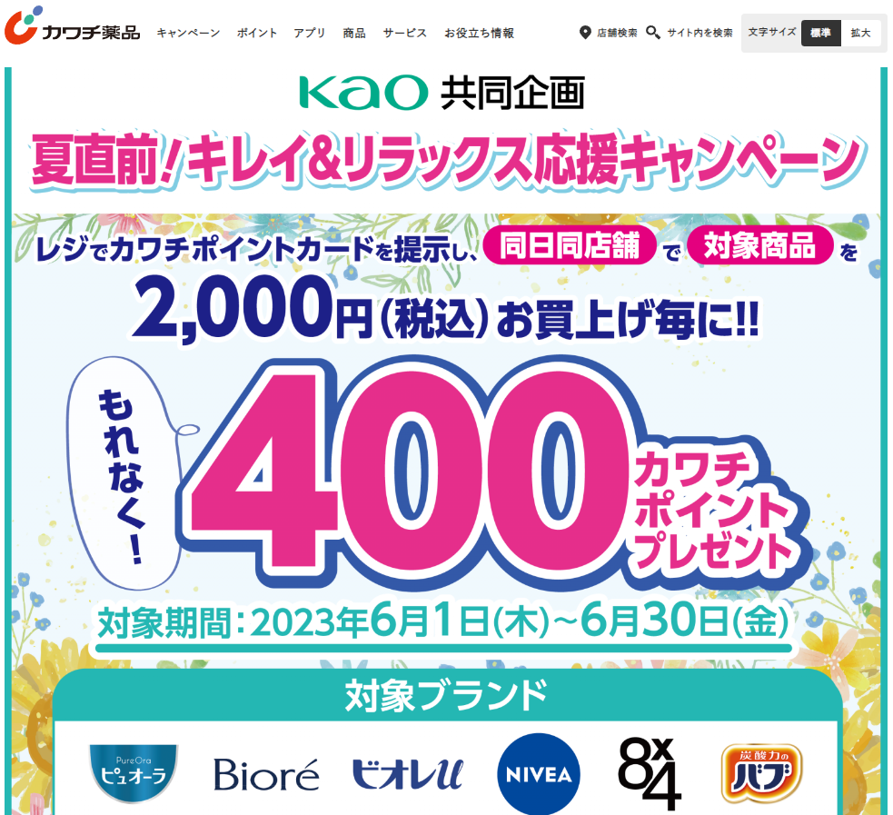 必ずもらえる！ 400カワチポイント！ | カワチ薬品