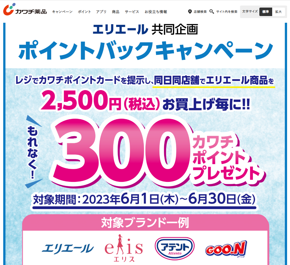 必ずもらえる！ 300カワチポイント！ | カワチ薬品