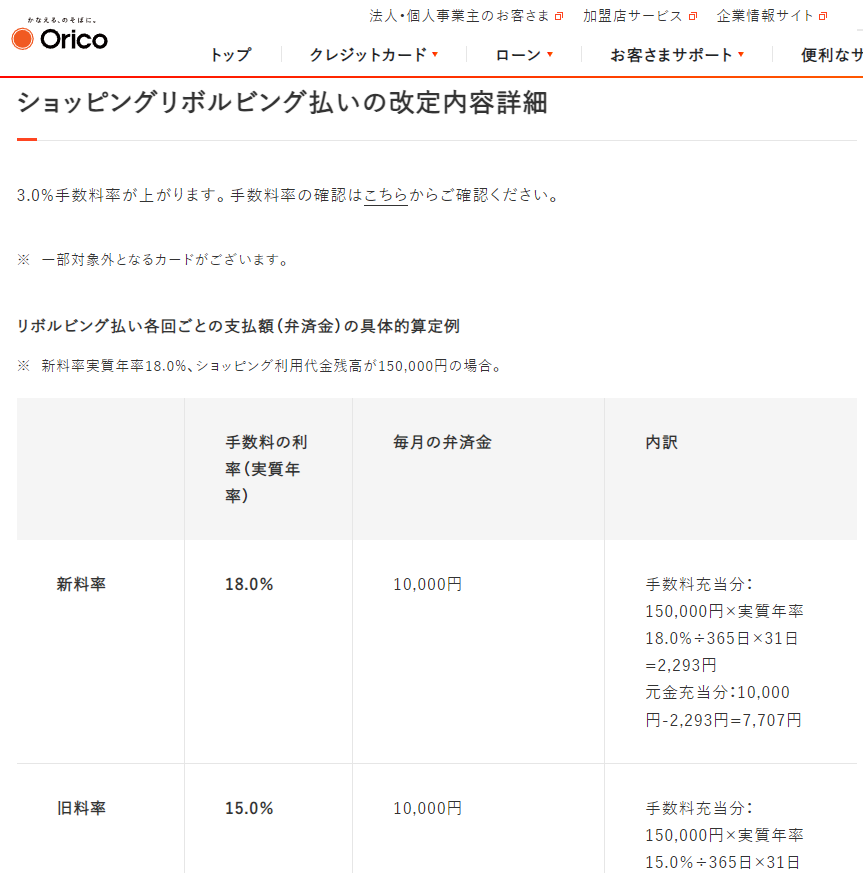 カードショッピング取引条件に関する重要なご案内（ショッピングリボルビング払いおよび回数指定分割払い）｜かなえるのそばにオリコカード・オリコローン