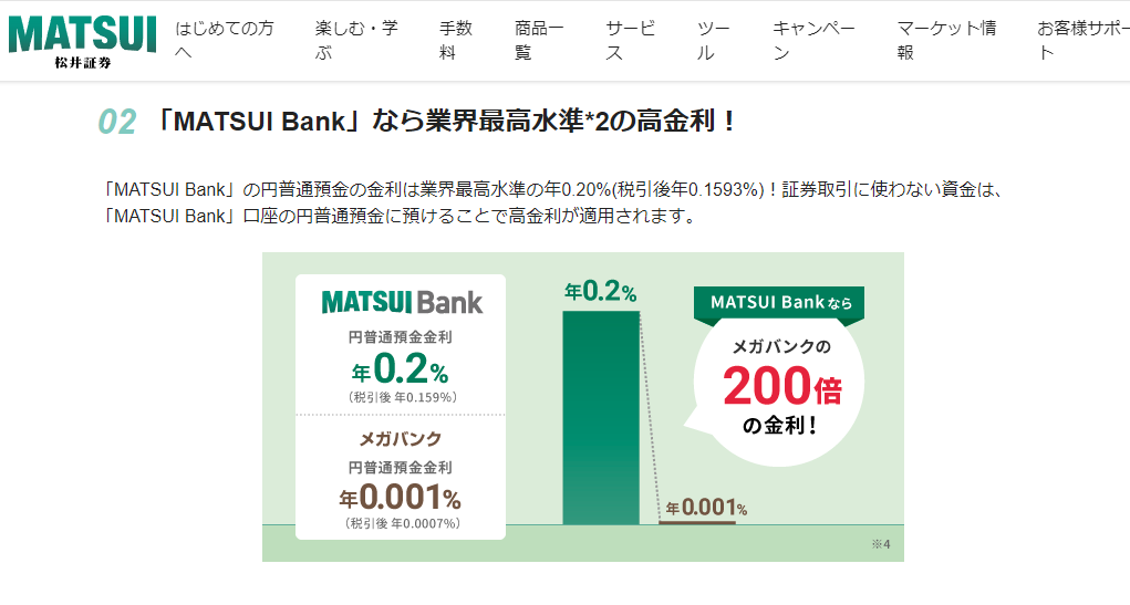 松井証券のお客様限定の銀行サービス「MATSUI Bank」を提供開始します～円普通預金金利は年0.20%！～ | 松井証券