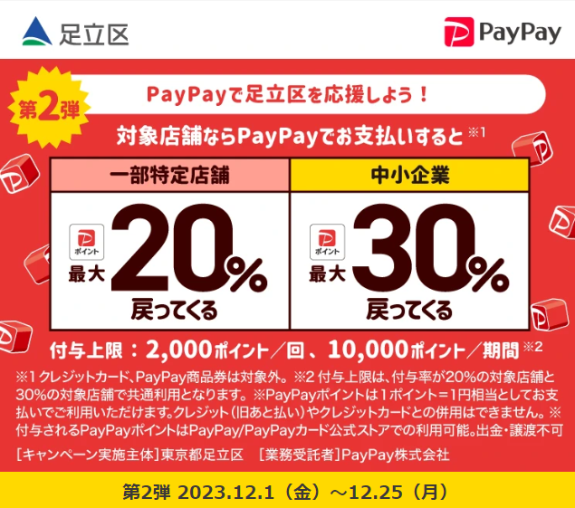 第2弾あだちのお店を応援しようキャンペーン！ポイントも足立区で使おう｜PayPay