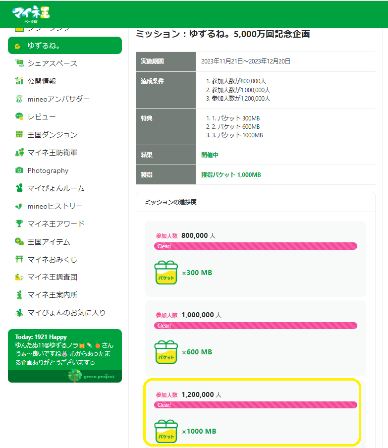 ゆずるね。5,000万回記念企画 | みんなでゆずるね。 | マイネ王