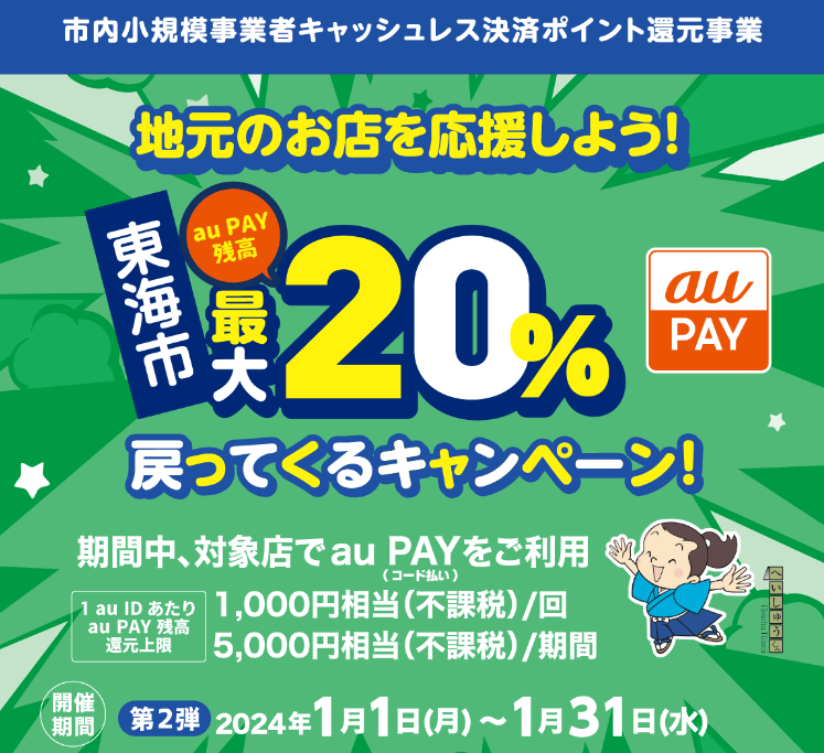 地元のお店を応援しよう！最大20％戻ってくるキャンペーン！｜au PAY