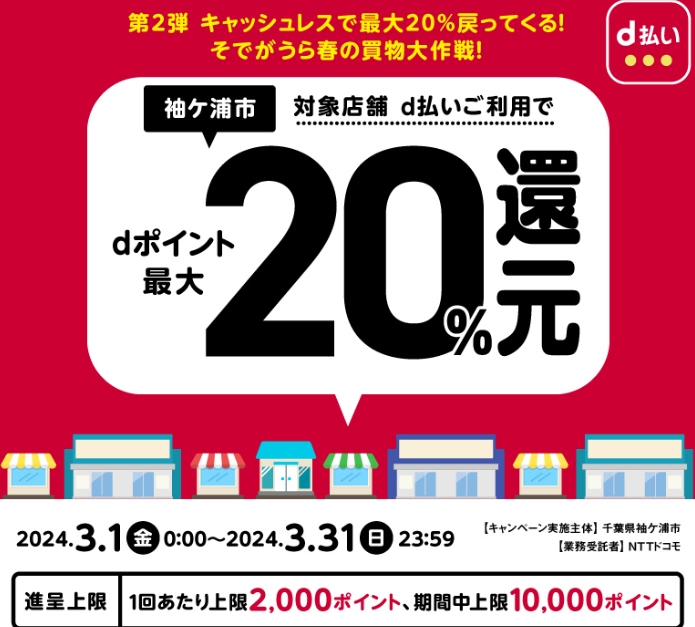 第2弾 キャッシュレスで最大20％戻ってくる！そでがうら春の買物大作戦！| d払い