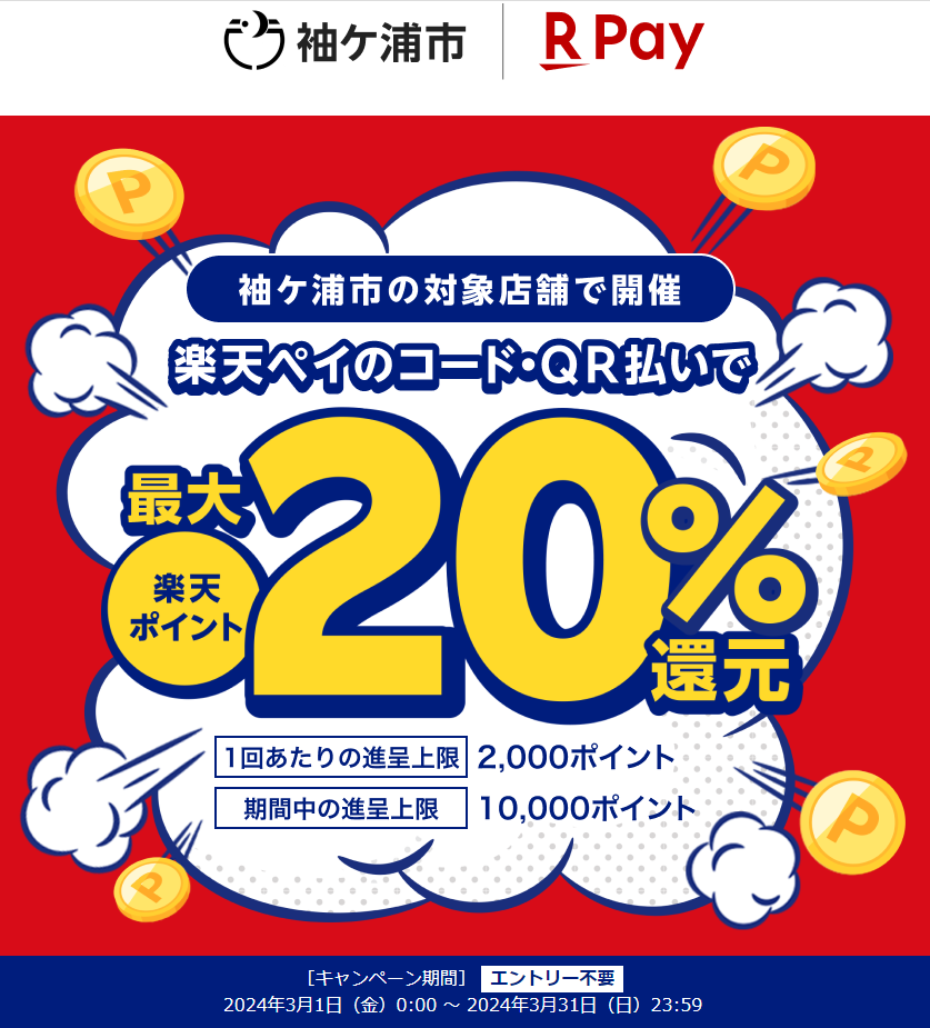 第2弾 キャッシュレスで最大20％戻ってくる！そでがうら春の買物大作戦！｜楽天ペイ