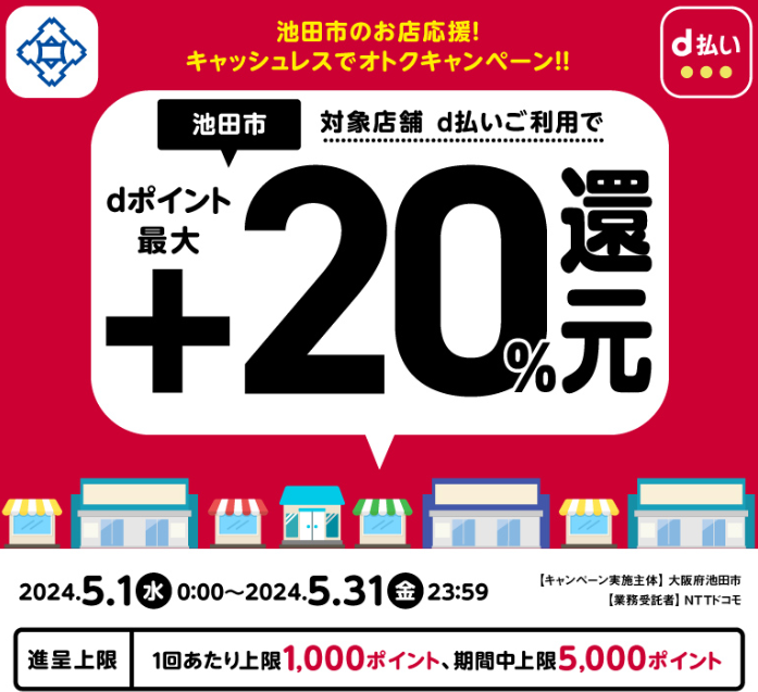 池田市のお店応援！キャッシュレスでオトクキャンペーン！！| d払い