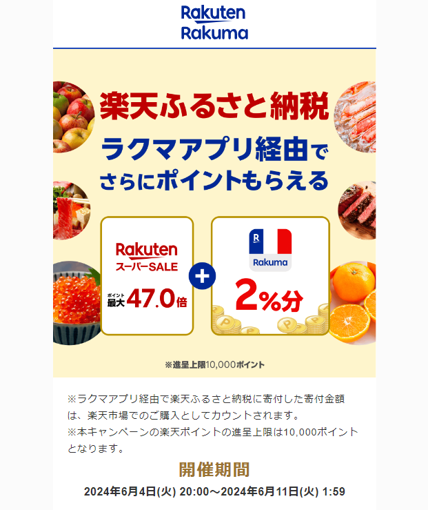 【楽天ラクマ】ラクマでふるさと納税。ラクマ経由の寄付で最大2%分ポイントバック