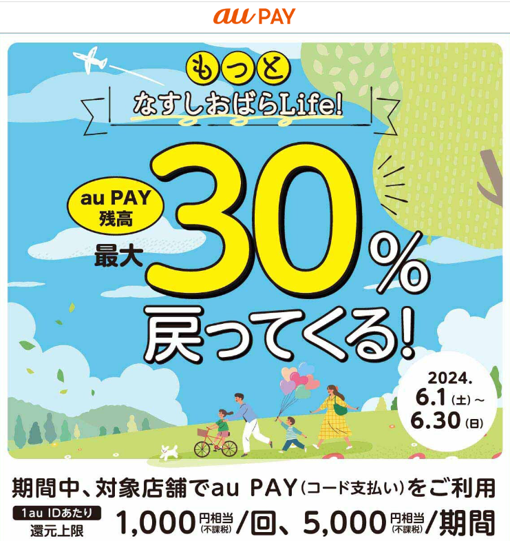 もっとなすしおばらLife!キャッシュレス決済で30%還元キャンペーン｜au PAY