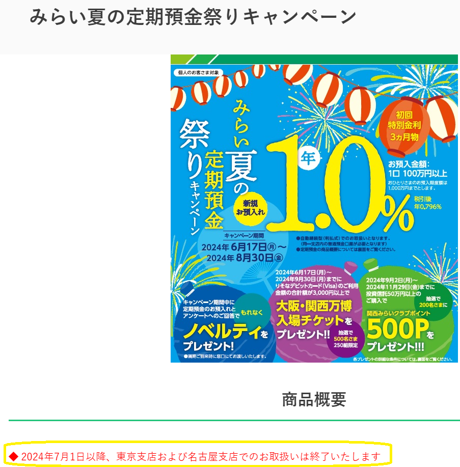 ウェルカム定期預金 | 関西みらい銀行