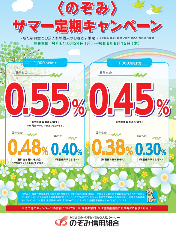 ＜のぞみ＞サマー定期キャンペーン | のぞみ信用組合