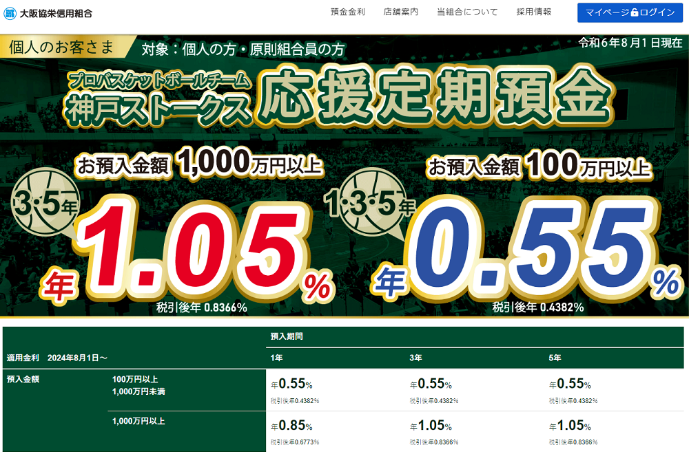 神戸ストークス応援定期預金｜大阪協栄信用組合