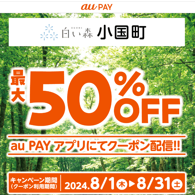 山形県小国町×au PAY｜最大50％割引クーポンプレゼントキャンペーン