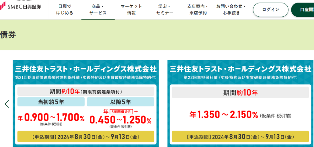 三井住友トラスト・ホールディングス株式会社第22回無担保社債 | SMBC日興証券