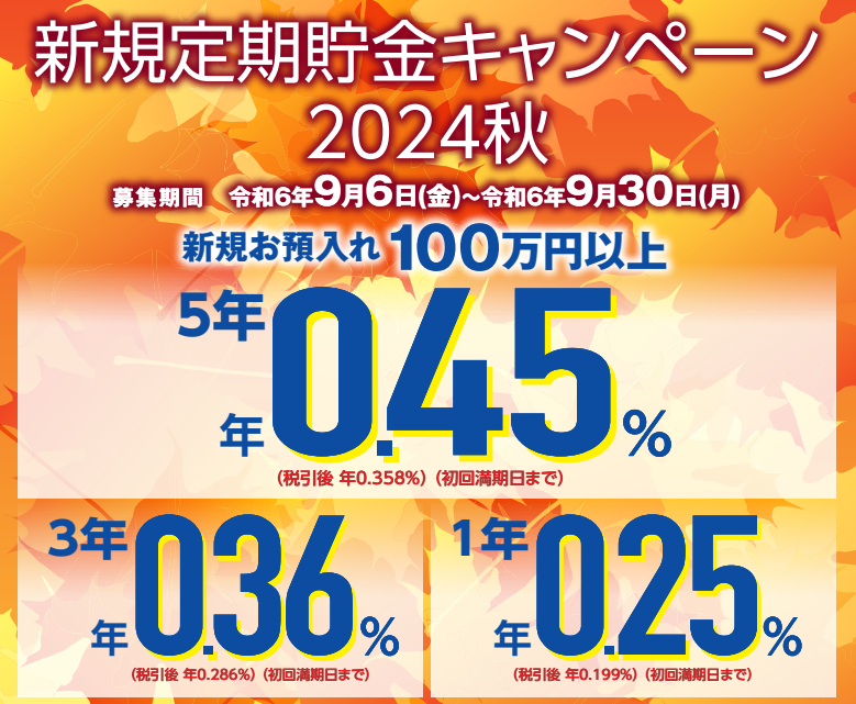 定期貯金「新規定期貯金キャンペーン2024秋」 | ＪＡ兵庫六甲