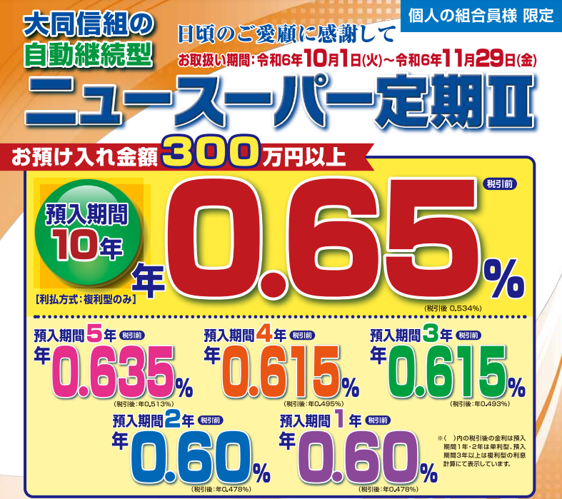 ニュースーパー定期Ⅱ｜大同信用組合公式ホームページ