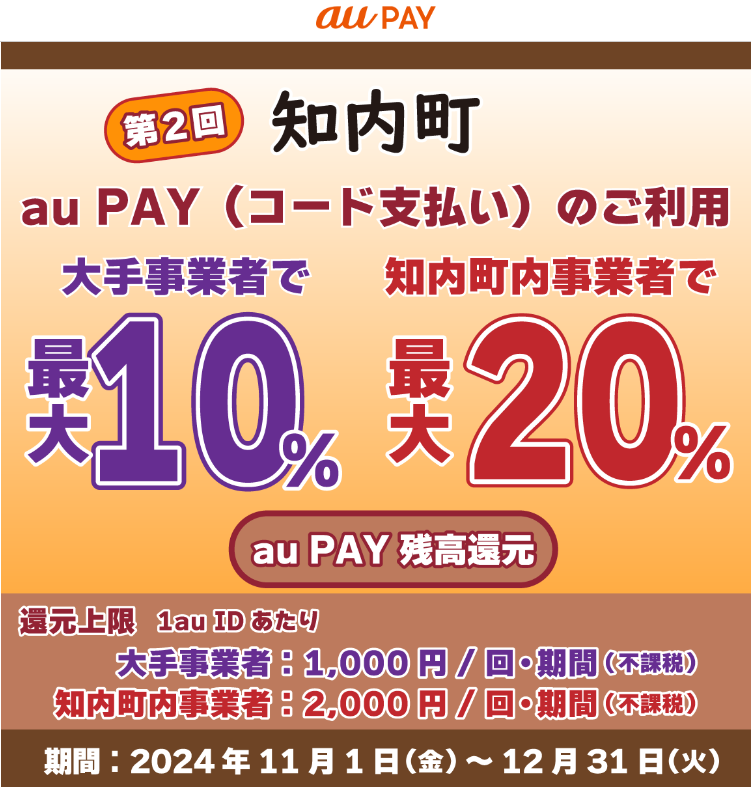 知内町キャッシュレスポイント還元事業｜au PAY