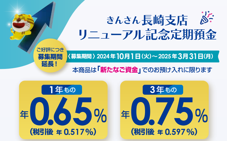 長崎支店リニューアル記念定期預金｜個人のお客さま｜近畿産業信用組合